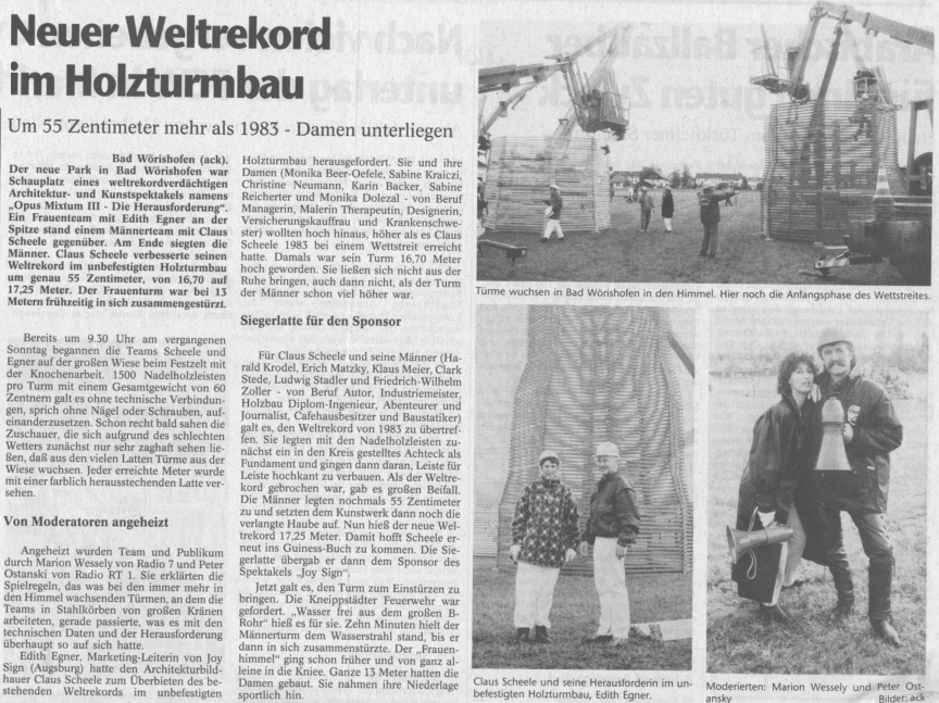 OPUS MIXTUM 3 DIE HERAUSFORDERUNG Presse Bad Woerishofer Rundschau 28.9.93